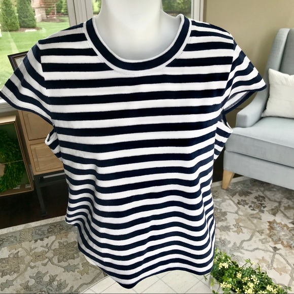 {Madewell} Velvet Velour Striped Top - Picture 2 of 8